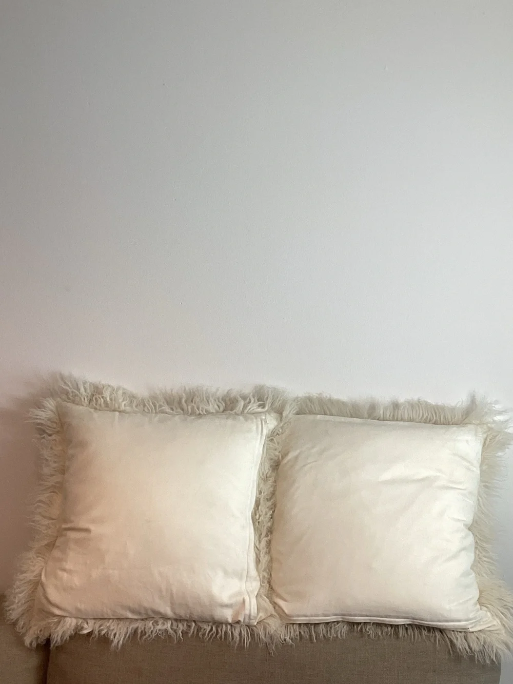 West Elm White Sheep Hair Pillows (2)